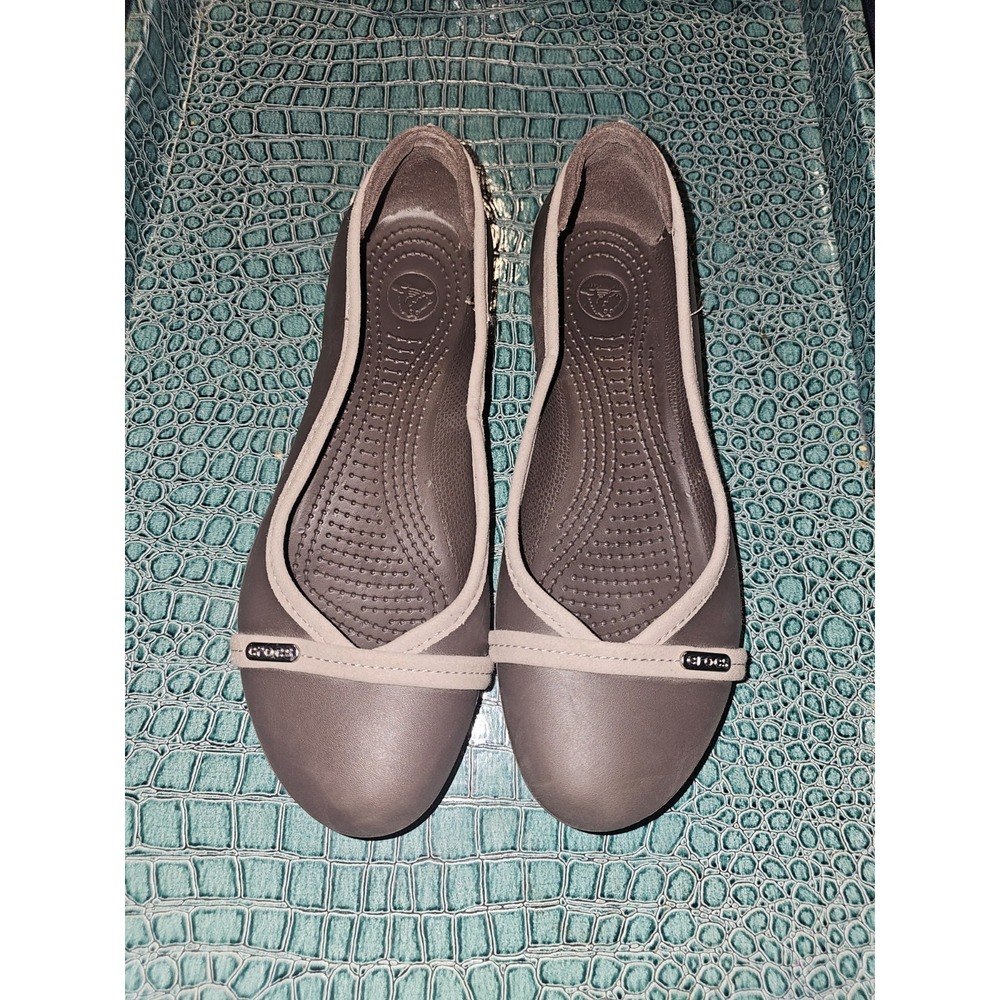 Crocs Kaela Womens Size 8 Brown Walking Outdoor Slip On Ballet Flats Sandals